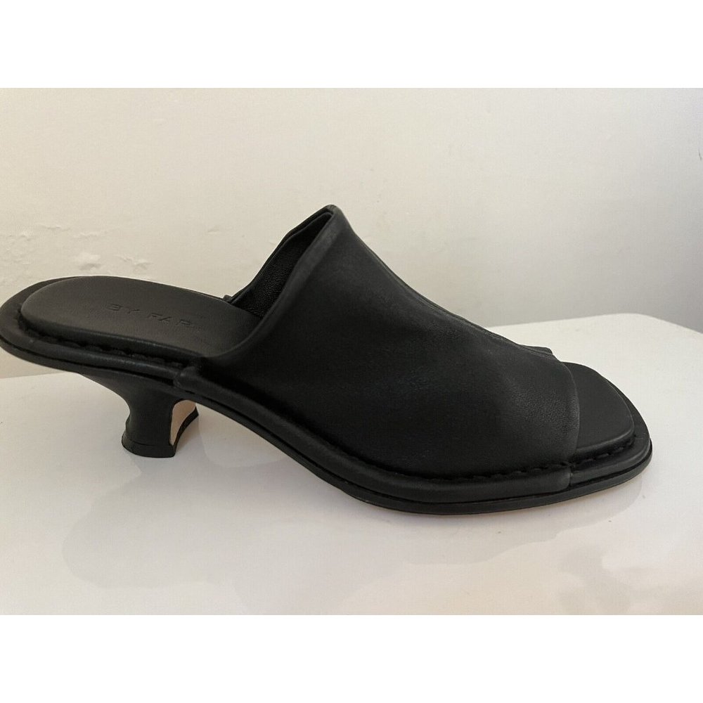 BY FAR Mules Heels Sandal Shoes Slides Size 36 Kitten Heel Leather Size 6 6.5
